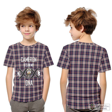 Cameron of Erracht Dress Tartan Kid T-Shirt with Family Crest DNA In Me Style