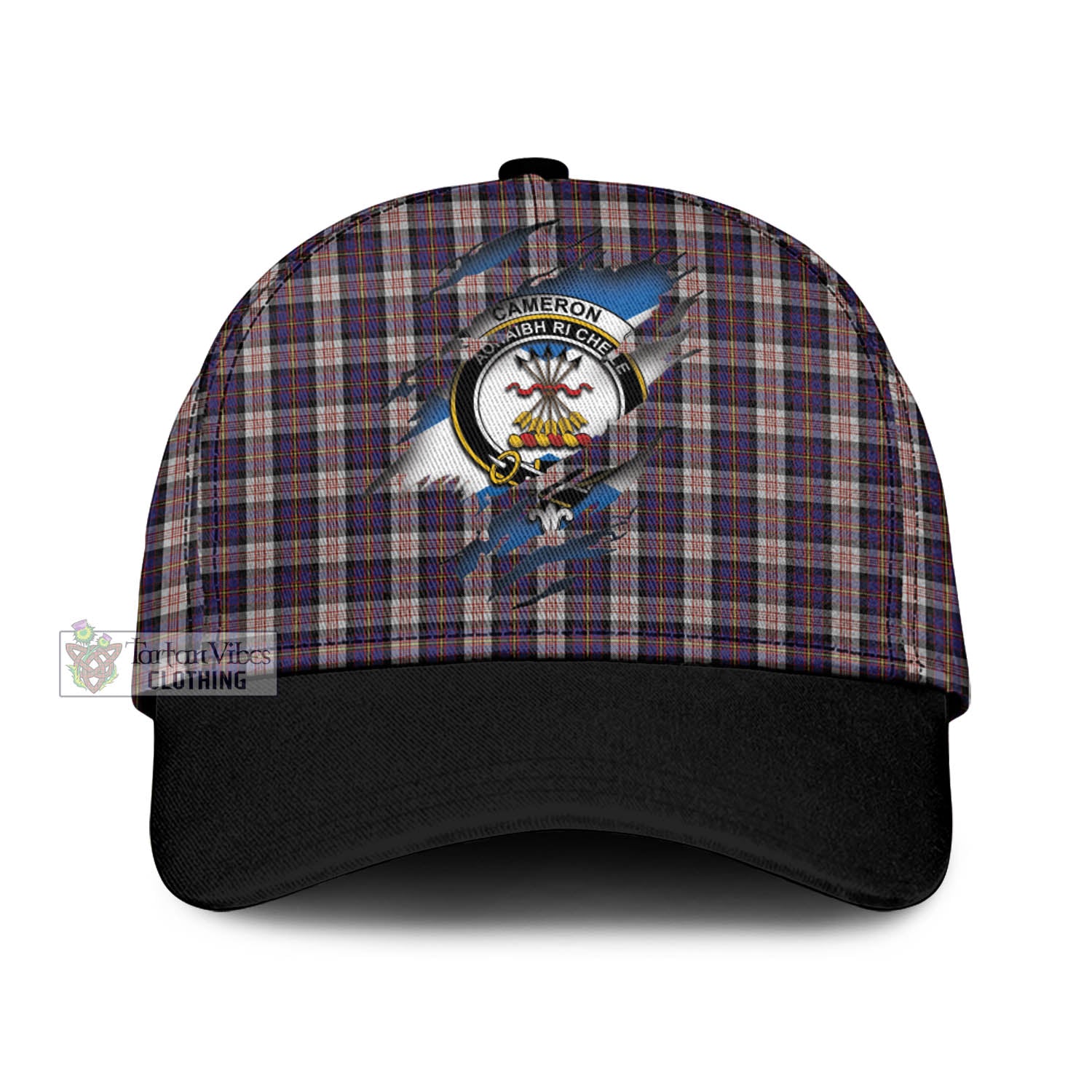 Tartan Vibes Clothing Cameron of Erracht Dress Tartan Classic Cap with Family Crest In Me Style