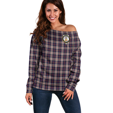 Cameron of Erracht Dress Tartan Off Shoulder Women Sweater with Family Crest