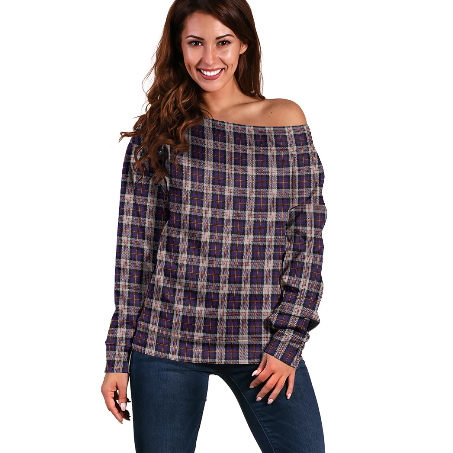 Cameron of Erracht Dress Tartan Off Shoulder Women Sweater Women - Tartanvibesclothing