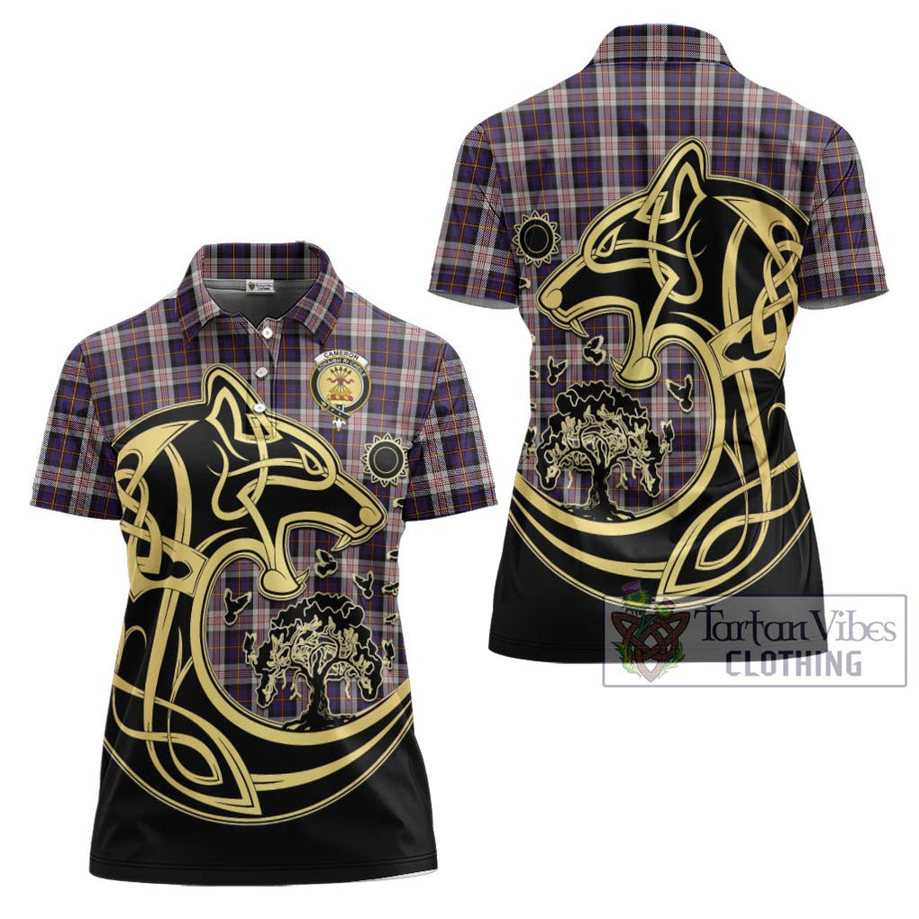 Cameron of Erracht Dress Tartan Women's Polo Shirt with Family Crest Celtic Wolf Style Women - Tartanvibesclothing Shop