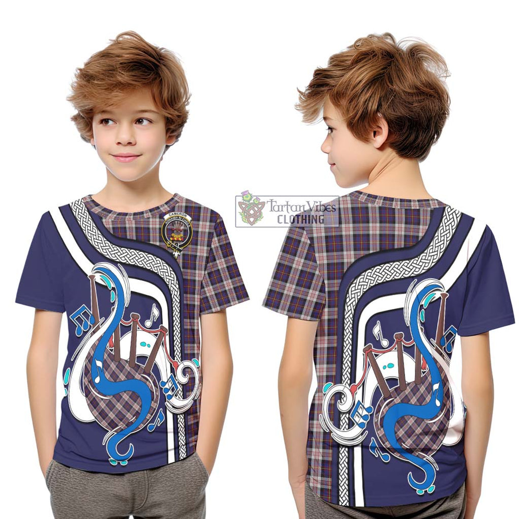 Tartan Vibes Clothing Cameron of Erracht Dress Tartan Kid T-Shirt with Epic Bagpipe Style