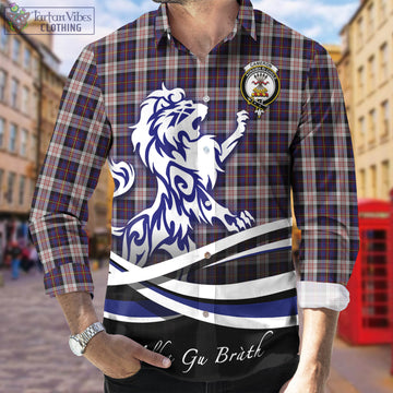 Cameron of Erracht Dress Tartan Long Sleeve Button Up Shirt with Alba Gu Brath Regal Lion Emblem