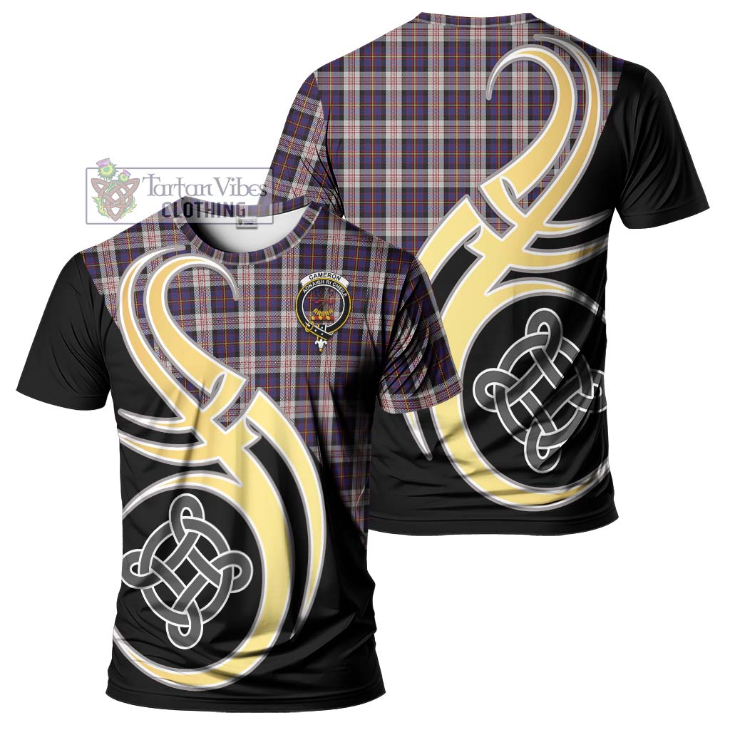 Tartan Vibes Clothing Cameron of Erracht Dress Tartan T-Shirt with Family Crest and Celtic Symbol Style