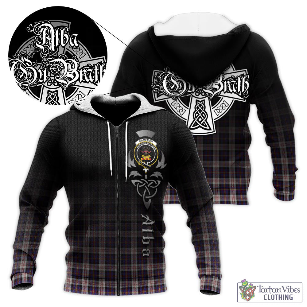 Tartan Vibes Clothing Cameron of Erracht Dress Tartan Knitted Hoodie Featuring Alba Gu Brath Family Crest Celtic Inspired