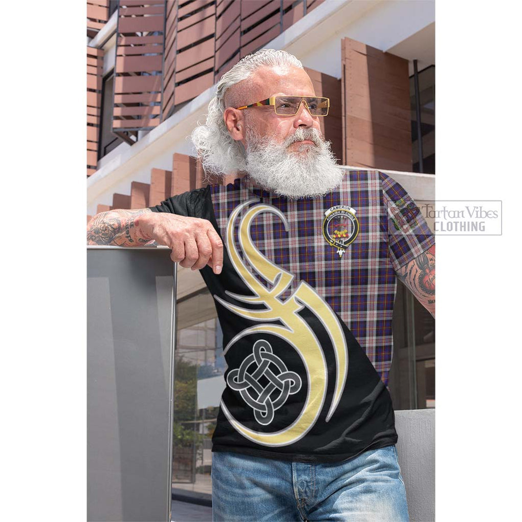 Tartan Vibes Clothing Cameron of Erracht Dress Tartan Cotton T-shirt with Family Crest and Celtic Symbol Style