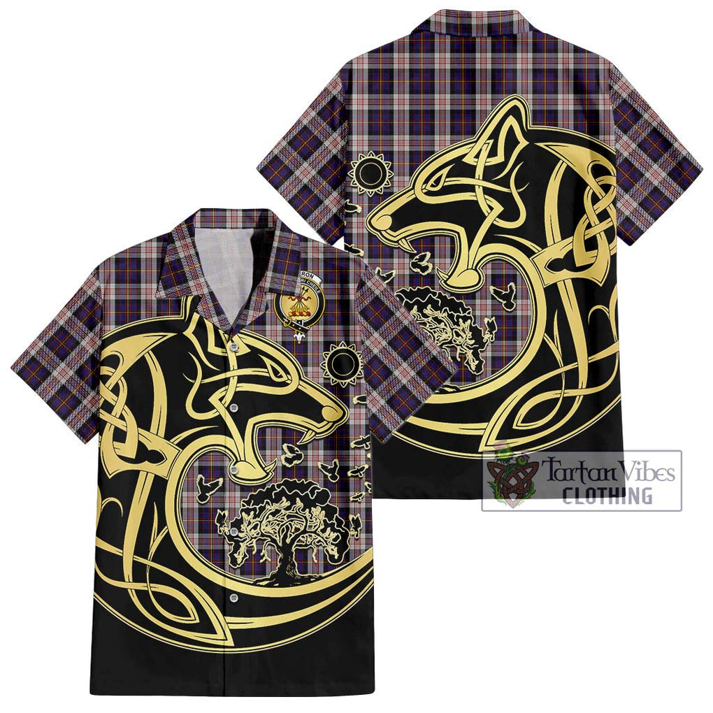 Cameron of Erracht Dress Tartan Short Sleeve Button Shirt with Family Crest Celtic Wolf Style Kid - Tartan Vibes Clothing