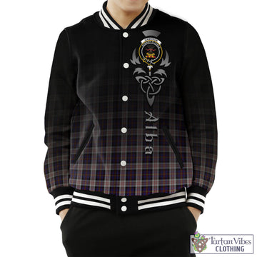 Cameron of Erracht Dress Tartan Baseball Jacket Featuring Alba Gu Brath Family Crest Celtic Inspired