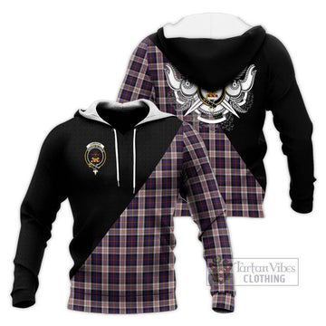 Cameron of Erracht Dress Tartan Knitted Hoodie with Family Crest and Military Logo Style