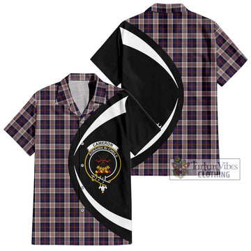 Cameron of Erracht Dress Tartan Short Sleeve Button Up with Family Crest Circle Style