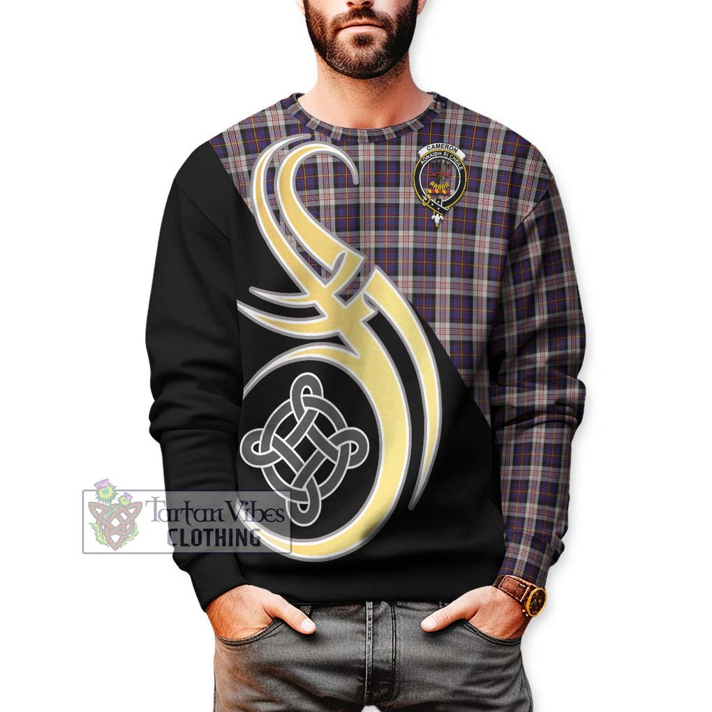 Cameron of Erracht Dress Tartan Sweatshirt with Family Crest and Celtic Symbol Style Unisex - Tartan Vibes Clothing