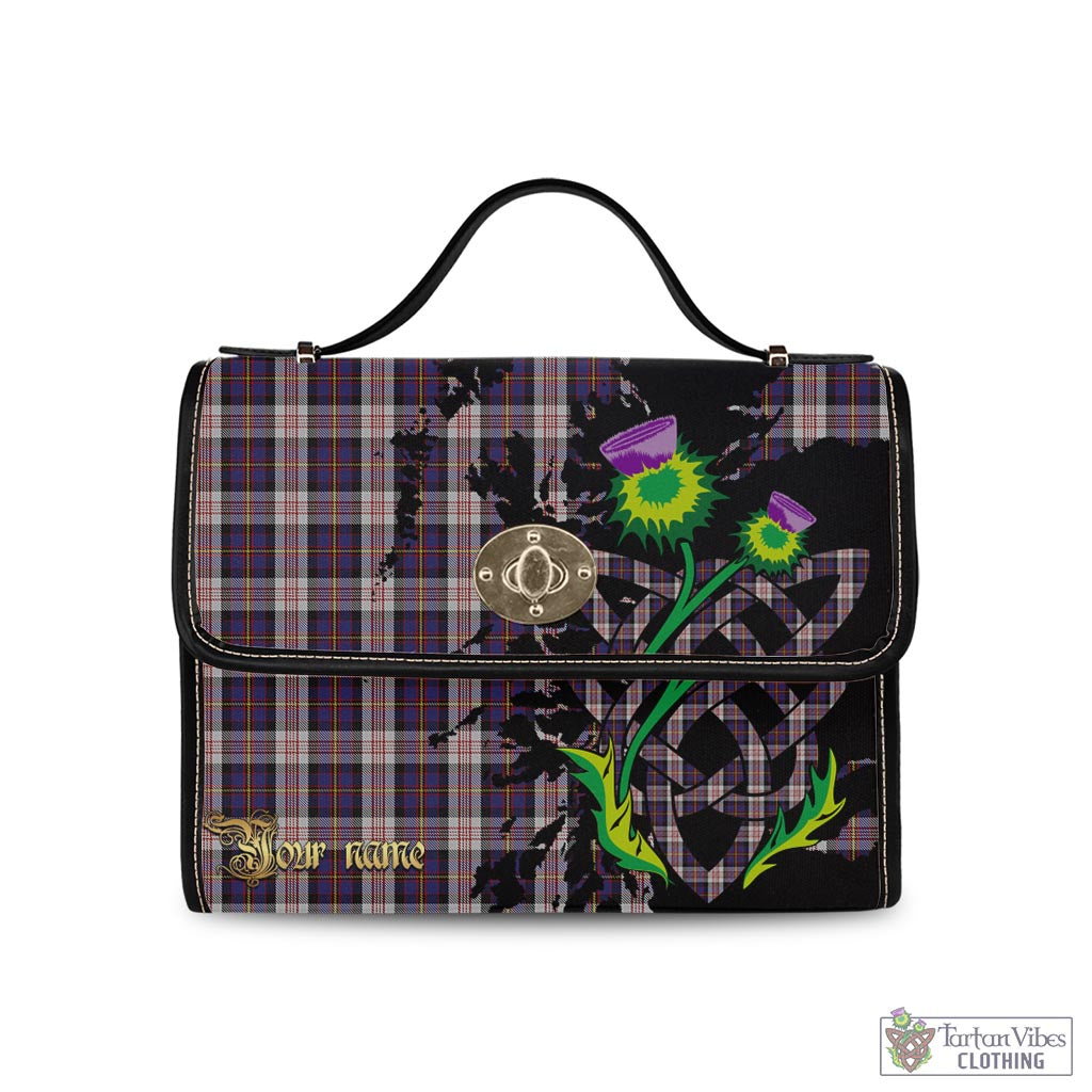 Tartan Vibes Clothing Cameron of Erracht Dress Tartan Waterproof Canvas Bag with Scotland Map and Thistle Celtic Accents