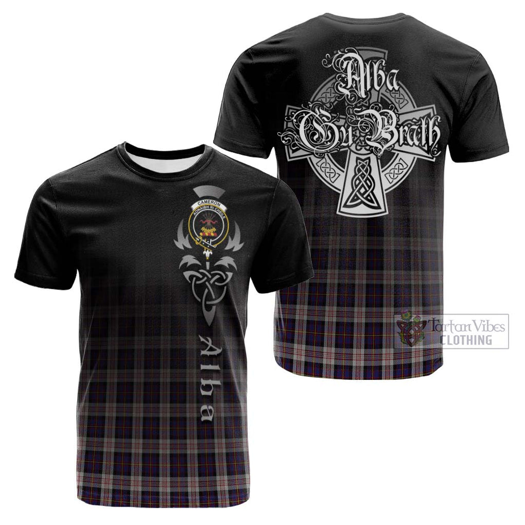 Tartan Vibes Clothing Cameron of Erracht Dress Tartan Cotton T-shirt Featuring Alba Gu Brath Family Crest Celtic Inspired