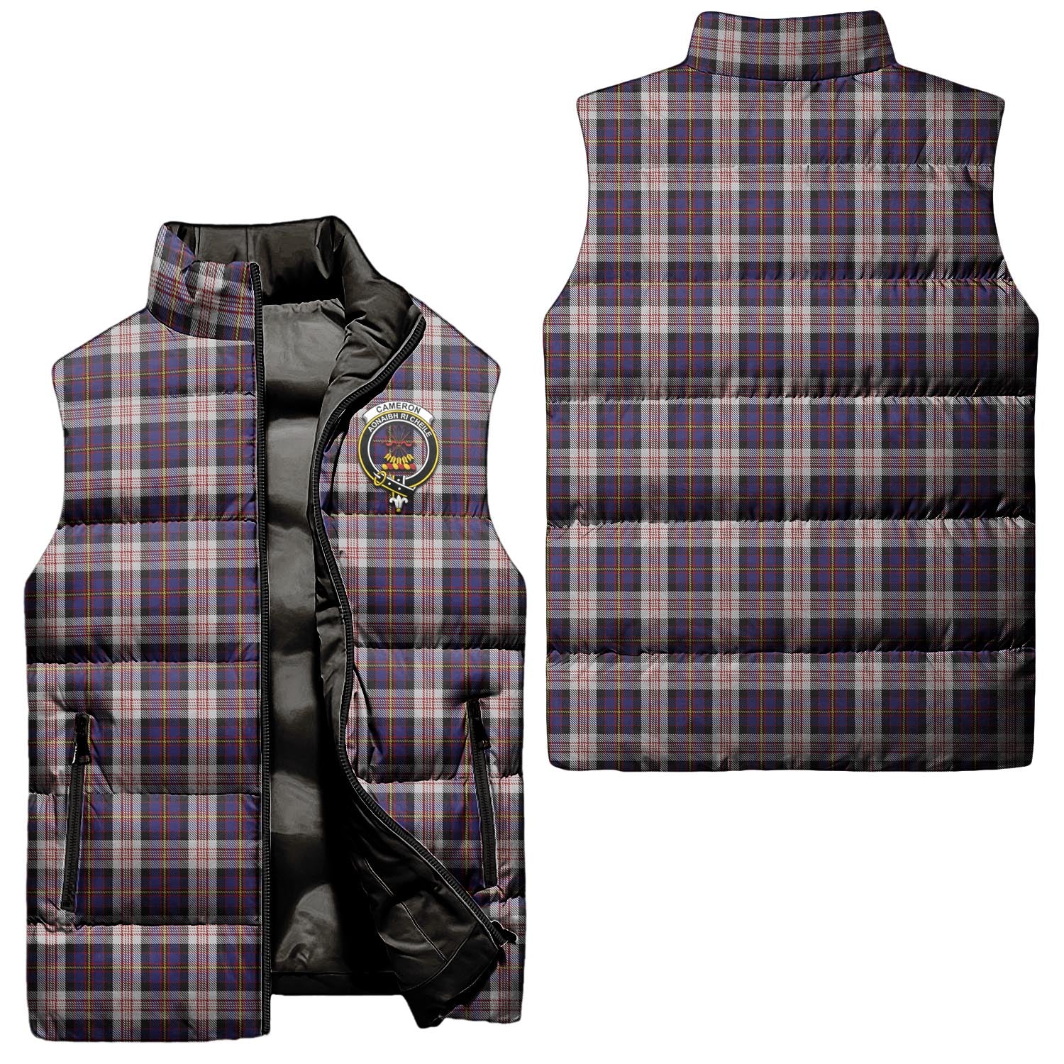 Cameron of Erracht Dress Tartan Sleeveless Puffer Jacket with Family Crest Unisex - Tartanvibesclothing