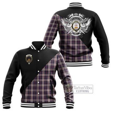 Cameron of Erracht Dress Tartan Baseball Jacket with Family Crest and Military Logo Style