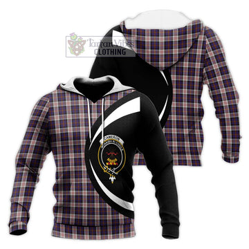 Cameron of Erracht Dress Tartan Knitted Hoodie with Family Crest Circle Style