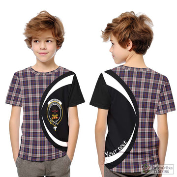 Cameron of Erracht Dress Tartan Kid T-Shirt with Family Crest Circle Style