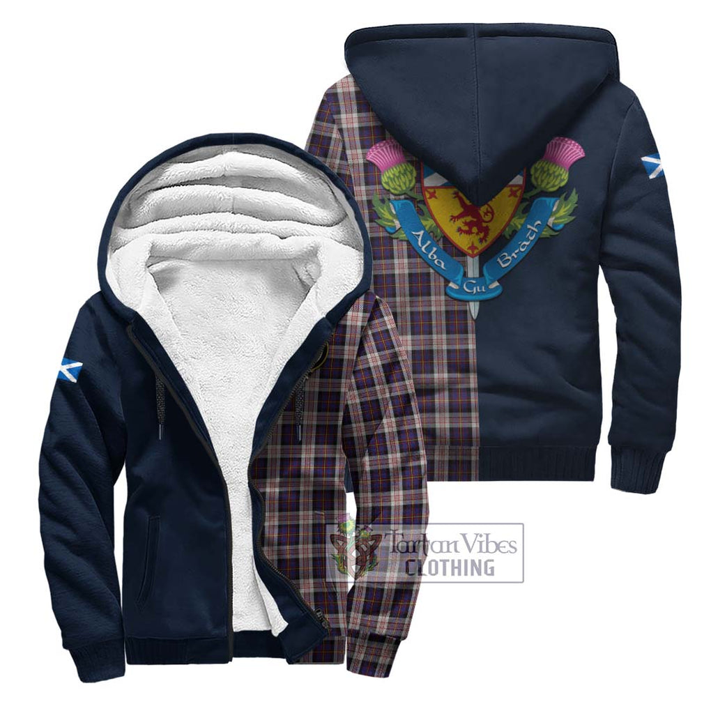 Tartan Vibes Clothing Cameron of Erracht Dress Tartan Sherpa Hoodie with Scottish Lion Royal Arm Half Style