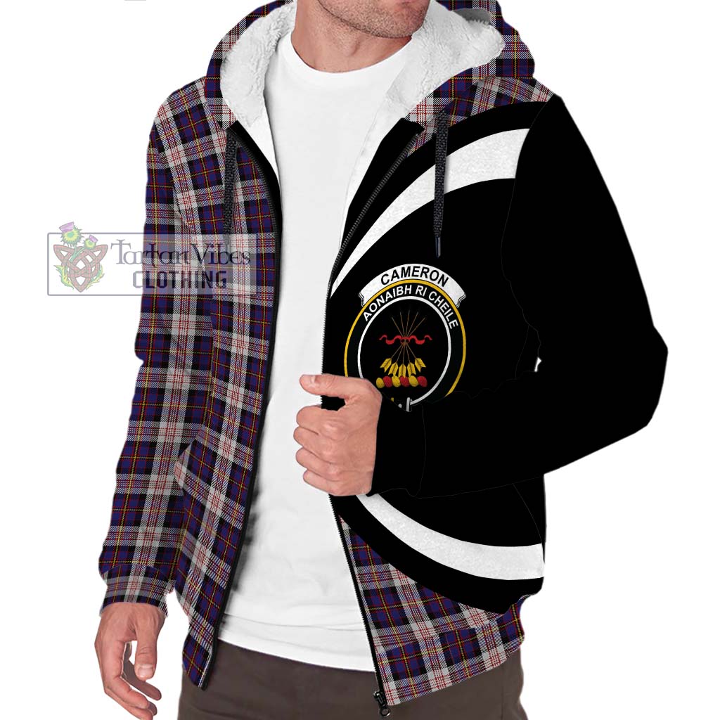 Cameron of Erracht Dress Tartan Sherpa Hoodie with Family Crest Circle Style Unisex S - Tartan Vibes Clothing