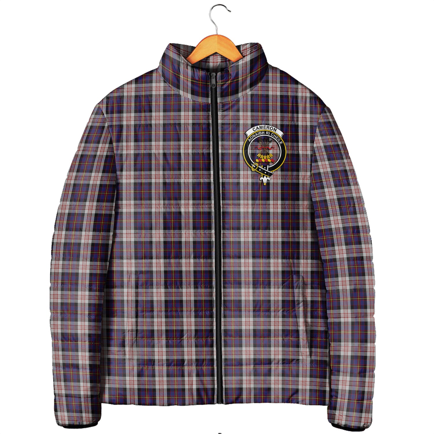 Cameron of Erracht Dress Tartan Padded Jacket with Family Crest Men's Padded Jacket - Tartan Vibes Clothing