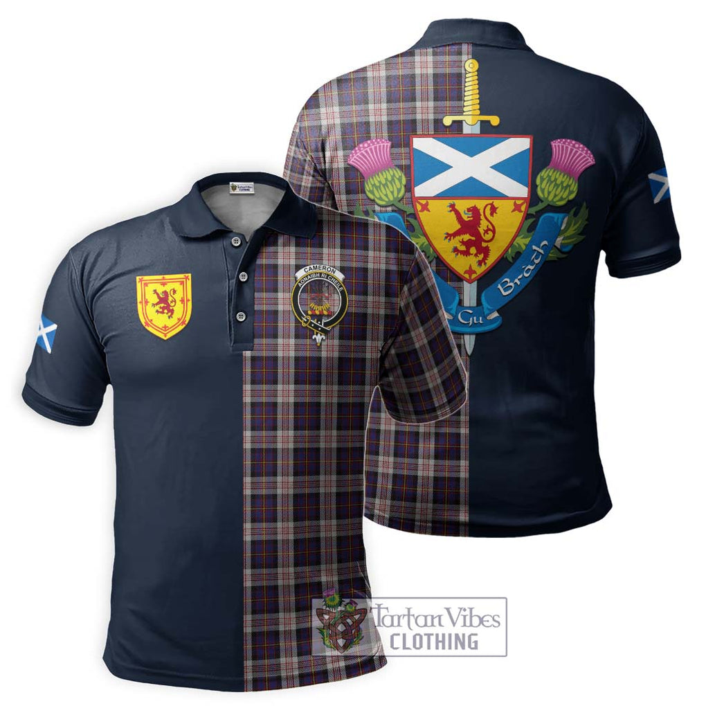 Tartan Vibes Clothing Cameron of Erracht Dress Tartan Polo Shirt with Scottish Lion Royal Arm Half Style