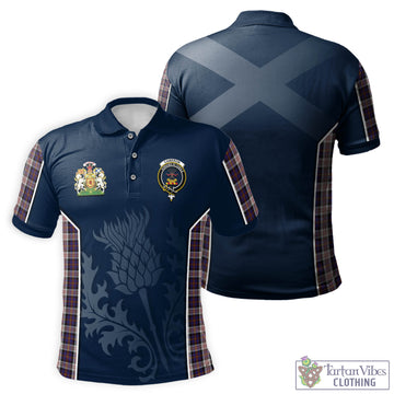 Cameron of Erracht Dress Tartan Men's Polo Shirt with Family Crest and Scottish Thistle Vibes Sport Style