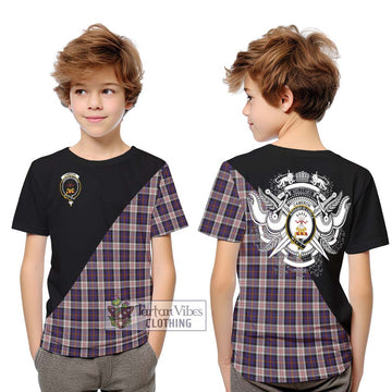 Cameron of Erracht Dress Tartan Kid T-Shirt with Family Crest and Military Logo Style