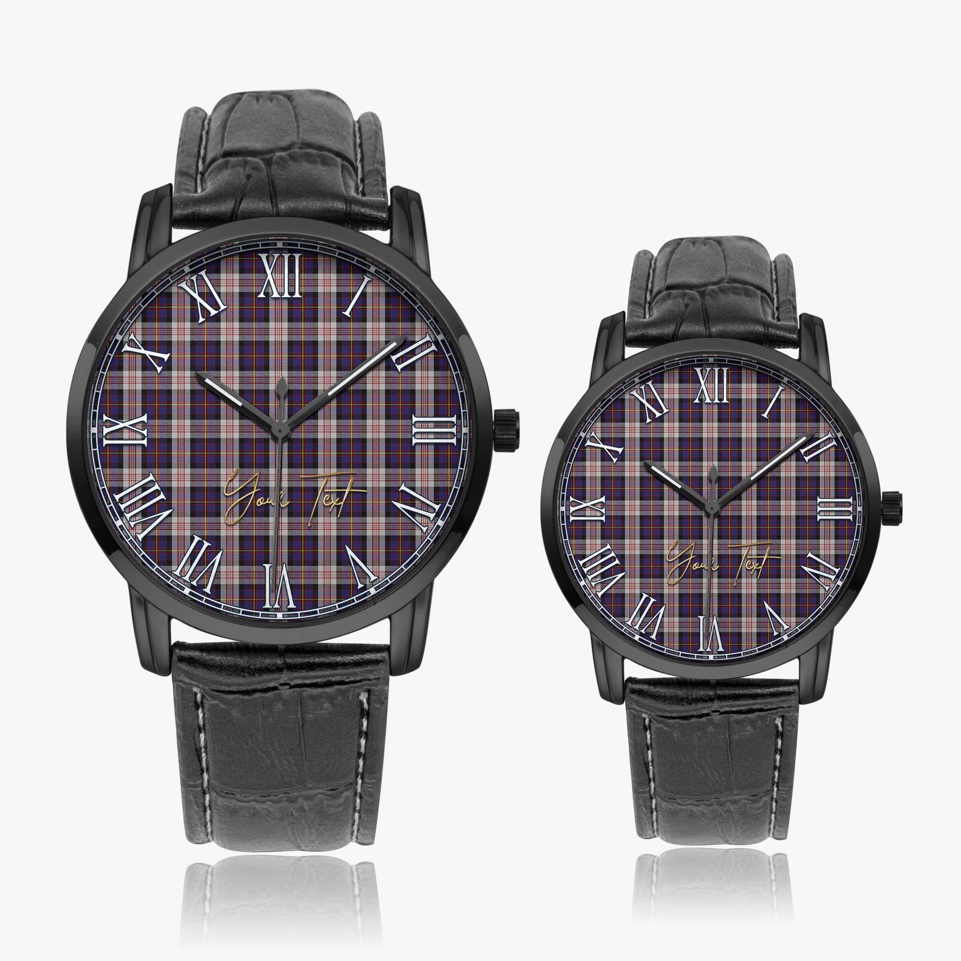 Cameron of Erracht Dress Tartan Personalized Your Text Leather Trap Quartz Watch Wide Type Black Case With Black Leather Strap - Tartanvibesclothing