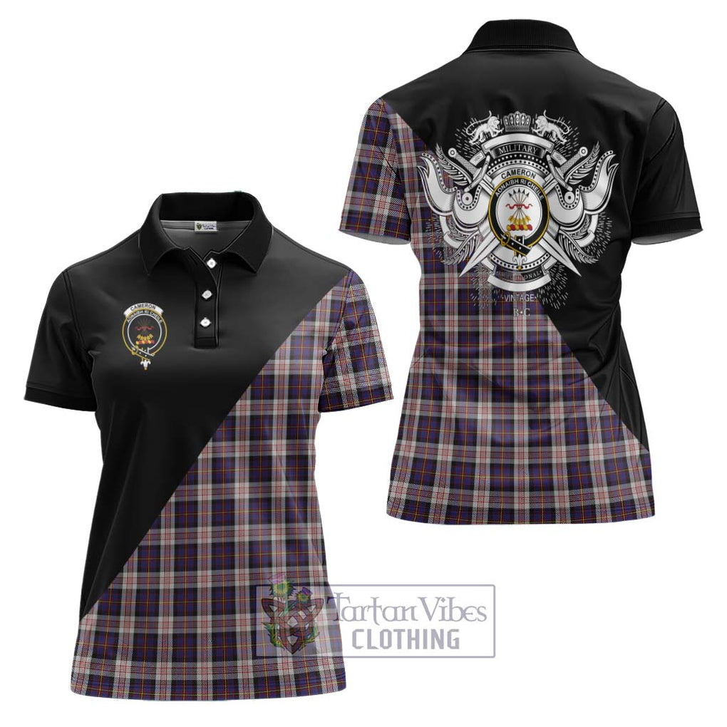 Cameron of Erracht Dress Tartan Women's Polo Shirt with Family Crest and Military Logo Style Women - Tartanvibesclothing Shop