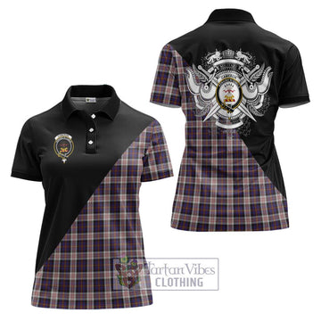 Cameron of Erracht Dress Tartan Women's Polo Shirt with Family Crest and Military Logo Style