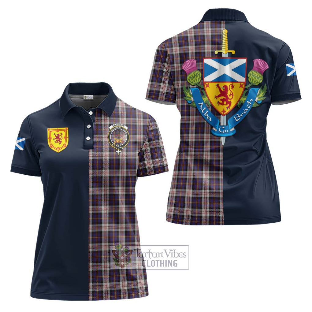 Tartan Vibes Clothing Cameron of Erracht Dress Tartan Women's Polo Shirt with Scottish Lion Royal Arm Half Style