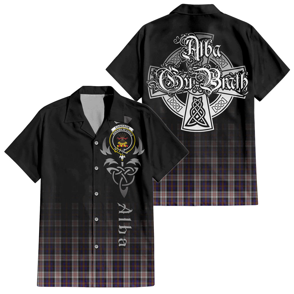 Tartan Vibes Clothing Cameron of Erracht Dress Tartan Short Sleeve Button Up Featuring Alba Gu Brath Family Crest Celtic Inspired