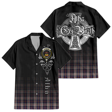 Cameron of Erracht Dress Tartan Short Sleeve Button Up Shirt Featuring Alba Gu Brath Family Crest Celtic Inspired