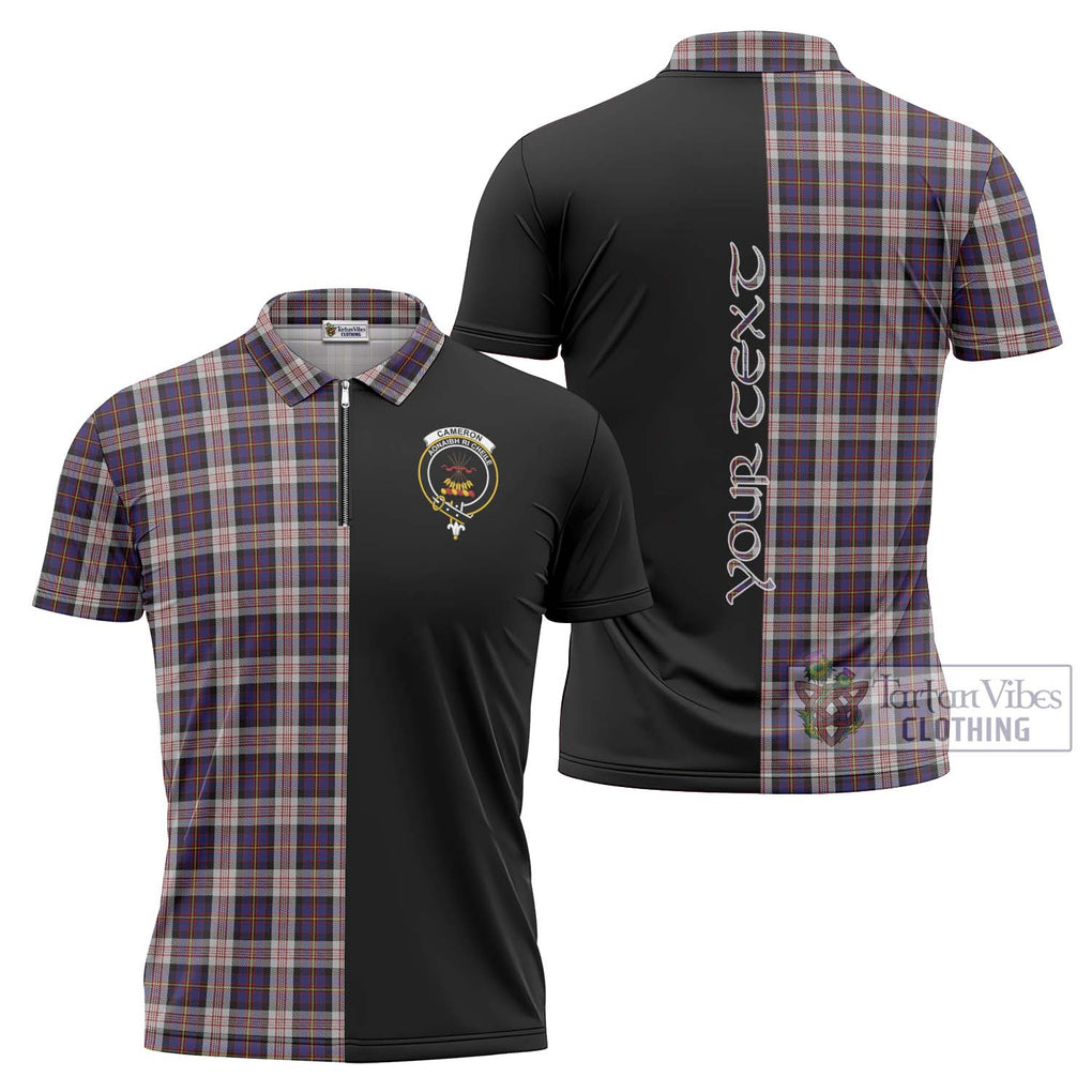 Cameron of Erracht Dress Tartan Zipper Polo Shirt with Family Crest and Half Of Me Style Unisex - Tartanvibesclothing Shop