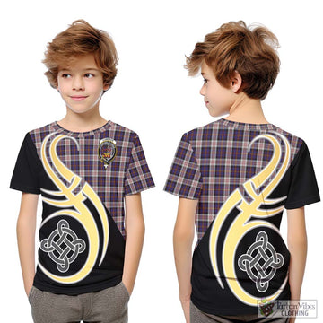 Cameron of Erracht Dress Tartan Kid T-Shirt with Family Crest and Celtic Symbol Style