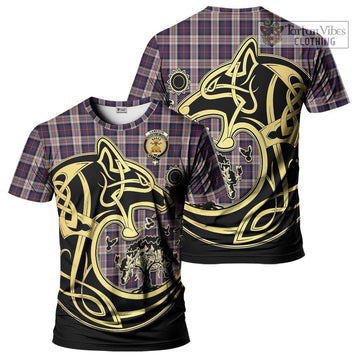 Cameron of Erracht Dress Tartan T-Shirt with Family Crest Celtic Wolf Style