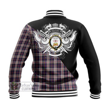 Cameron of Erracht Dress Tartan Baseball Jacket with Family Crest and Military Logo Style