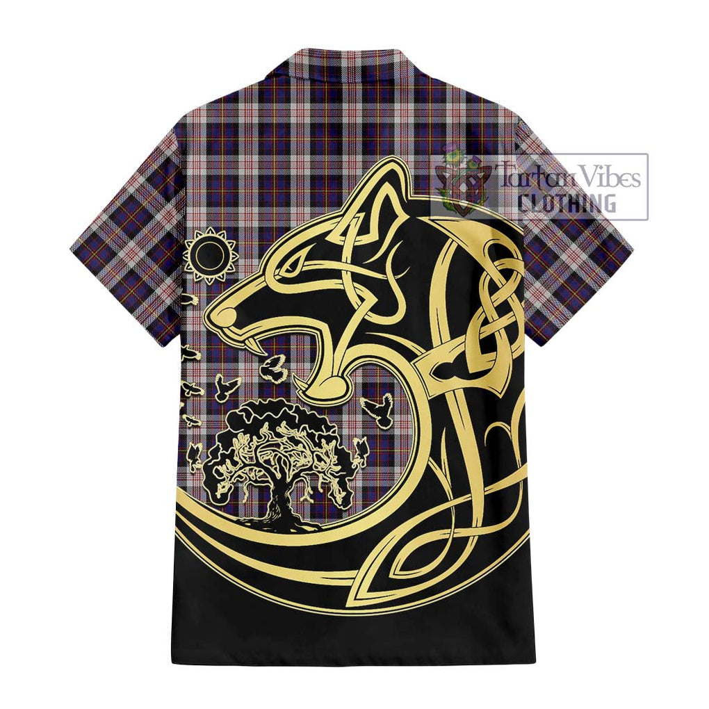 Cameron of Erracht Dress Tartan Short Sleeve Button Shirt with Family Crest Celtic Wolf Style - Tartan Vibes Clothing