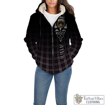 Cameron of Erracht Dress Tartan Sherpa Hoodie Featuring Alba Gu Brath Family Crest Celtic Inspired