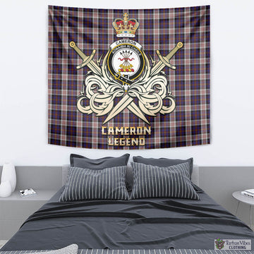 Cameron of Erracht Dress Tartan Tapestry with Clan Crest and the Golden Sword of Courageous Legacy