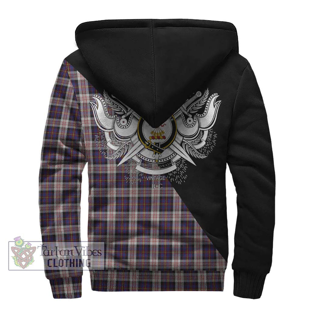 Cameron of Erracht Dress Tartan Sherpa Hoodie with Family Crest and Military Logo Style - Tartanvibesclothing Shop