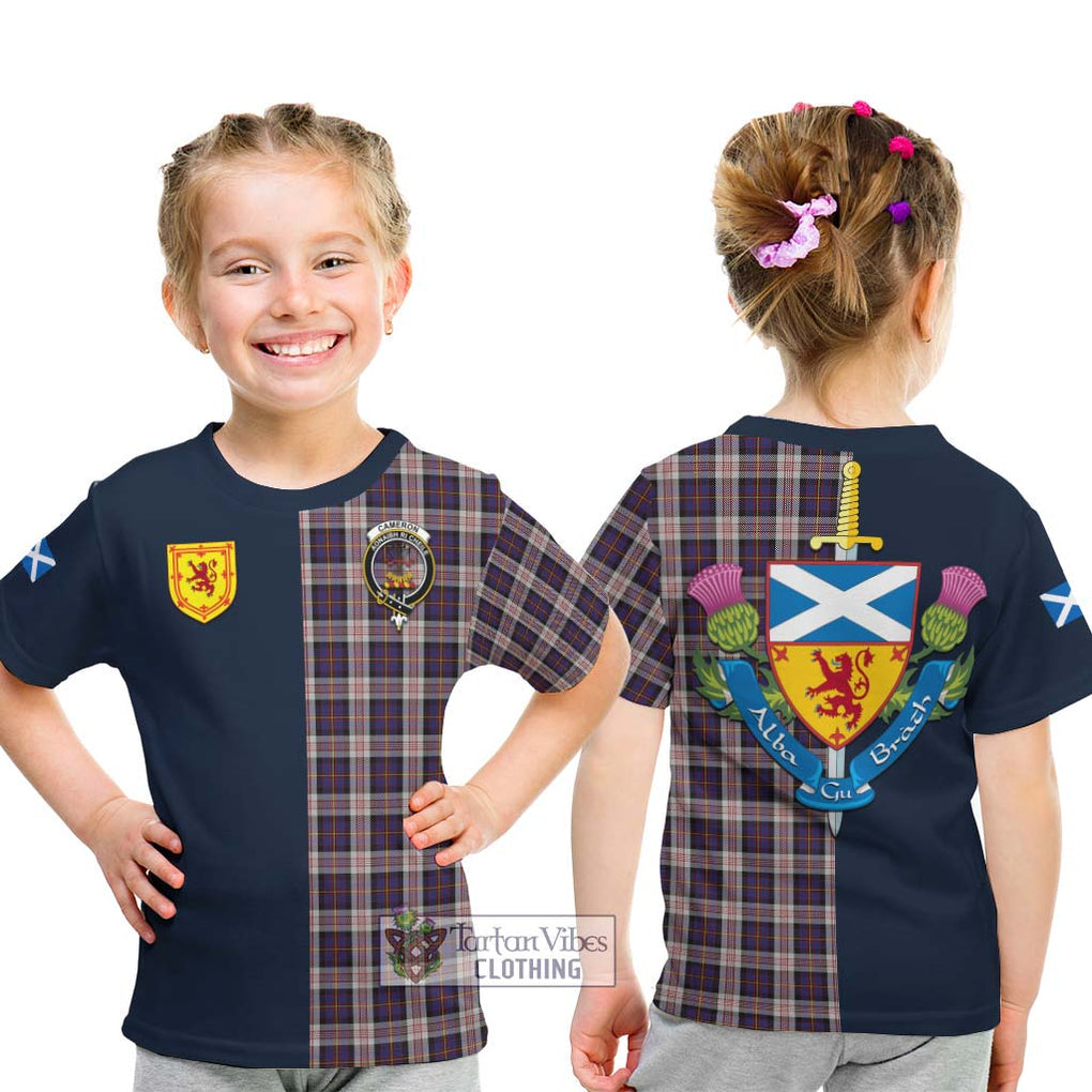 Tartan Vibes Clothing Cameron of Erracht Dress Tartan Kid T-Shirt with Scottish Lion Royal Arm Half Style