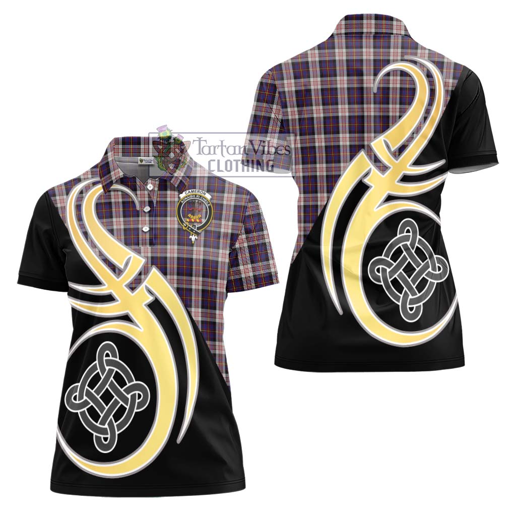 Cameron of Erracht Dress Tartan Women's Polo Shirt with Family Crest and Celtic Symbol Style - Tartan Vibes Clothing