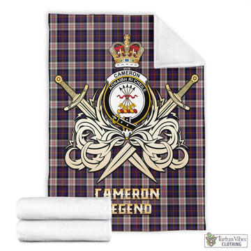 Cameron of Erracht Dress Tartan Blanket with Clan Crest and the Golden Sword of Courageous Legacy