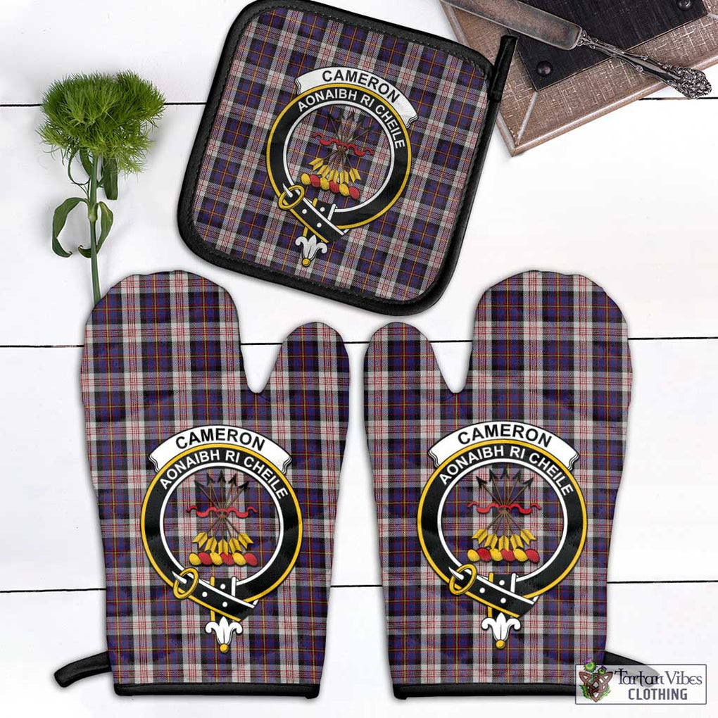 Cameron of Erracht Dress Tartan Combo Oven Mitt & Pot-Holder with Family Crest Combo 1 Oven Mitt & 1 Pot-Holder Black - Tartan Vibes Clothing