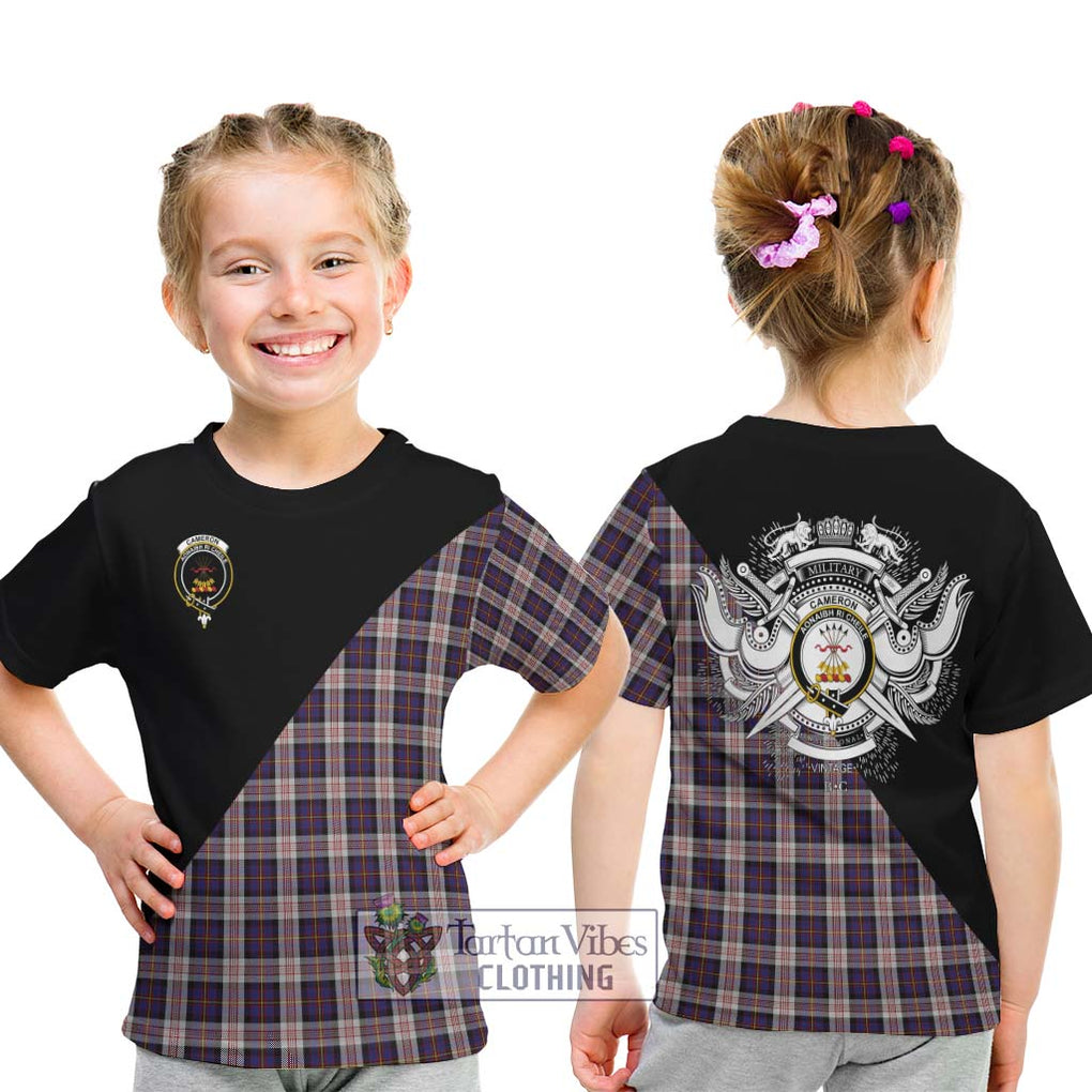 Cameron of Erracht Dress Tartan Kid T-Shirt with Family Crest and Military Logo Style - Tartanvibesclothing Shop