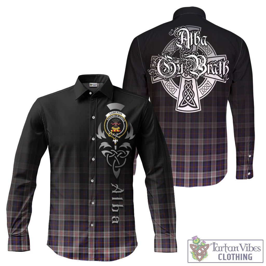 Tartan Vibes Clothing Cameron of Erracht Dress Tartan Long Sleeve Button Up Featuring Alba Gu Brath Family Crest Celtic Inspired