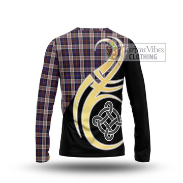 Cameron of Erracht Dress Tartan Long Sleeve T-Shirt with Family Crest and Celtic Symbol Style