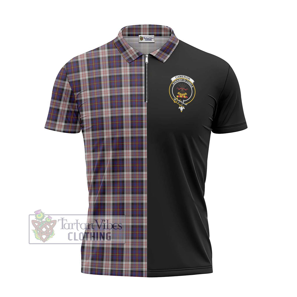 Cameron of Erracht Dress Tartan Zipper Polo Shirt with Family Crest and Half Of Me Style - Tartanvibesclothing Shop