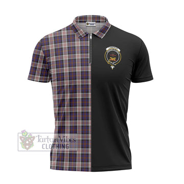 Cameron of Erracht Dress Tartan Zipper Polo Shirt with Family Crest and Half Of Me Style